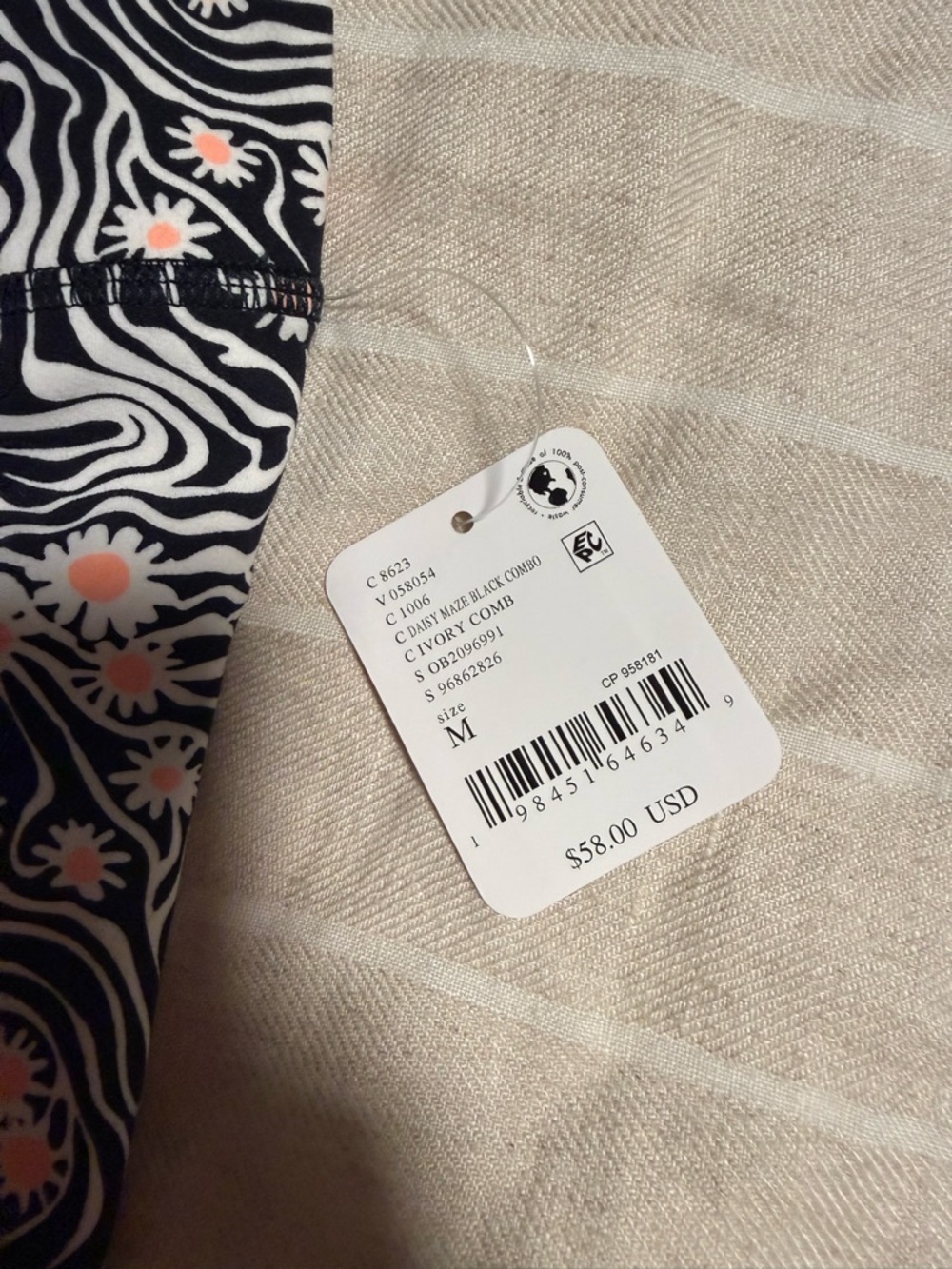 Free People Black & White Swirl Bike Shorts with Pink Floral Accents - Picture 9 of 12